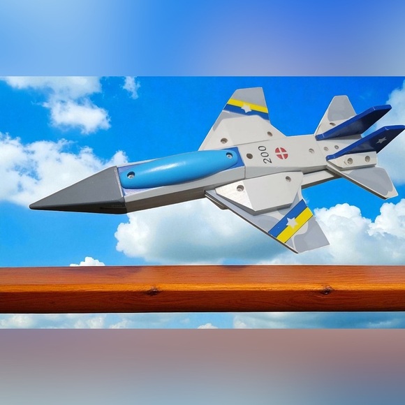 Other - Desktop Wooden Army Aircraft Air-force Model 200 Jet 15"